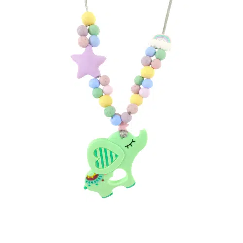 Collar de lactancia entrelazado elefanta minta + arcoíris mini